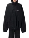 Balenciaga Oversized Tracksuit Jacket With Faux Fur Lining In Black