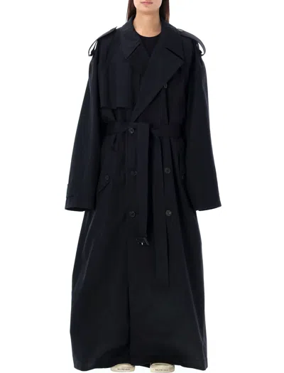 Balenciaga Oversized Trench Jacket For Women By  In Black