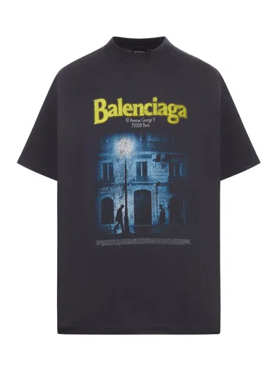 Balenciaga Oversized T-shirt In Dry Black Jersey