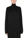 Balenciaga Creased Turtleneck Knit Jumper In Black