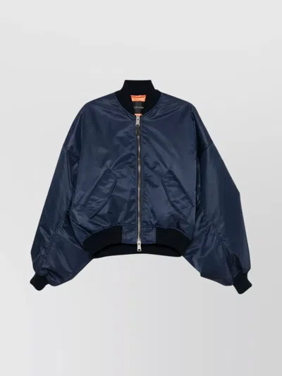 Balenciaga Oversized Volume Short Jackets With Ribbed Edges In Blue
