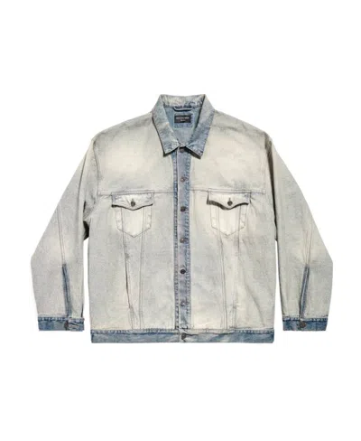 Balenciaga Oversized Washed Denim Jacket In Blue