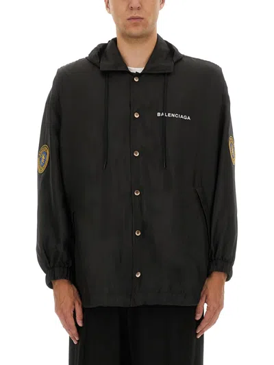 Balenciaga Men Oversized Windbreaker In Black