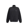 Balenciaga Men Black High Neck Sweatshirt With Logo Lettering On Front And Rear In Tech Fabric Man In Black