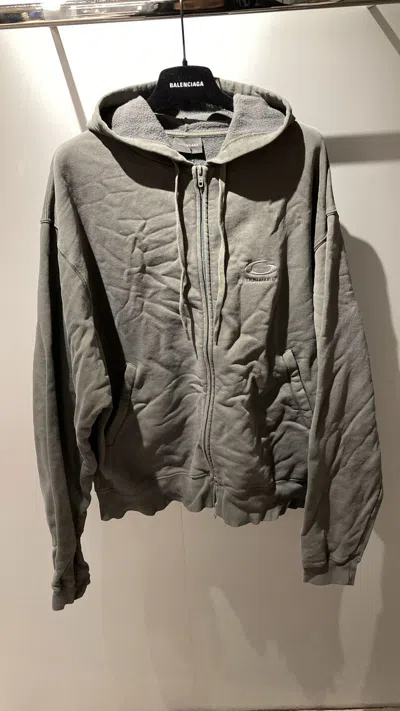Balenciaga Oversized Zip-up Hoodie In Gray