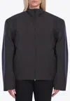 Balenciaga High Collar Linen Cotton Jacket In Black