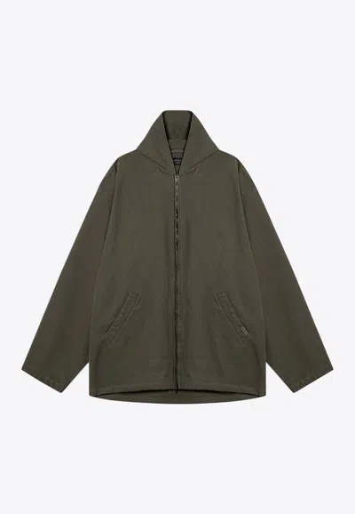 Balenciaga Oversized Zip-up Jacket In Green