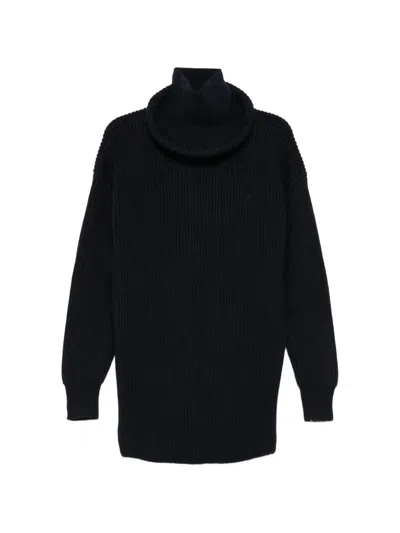 Balenciaga Oversize-ring Ribbed Sweater In Blue