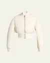 Balenciaga Cropped Bomber Jacket In Technical Faille In Neutral