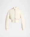 Balenciaga Cropped Bomber Jacket In Technical Faille In White