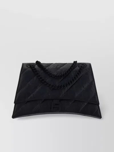 Balenciaga Padded Leather Shoulder Bag Chain Strap In Black