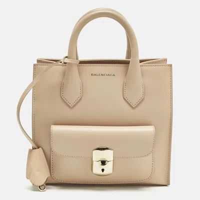 Pre-owned Balenciaga Padlock All Afternoon Mini Dusty Pink Leather Tote