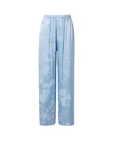 Balenciaga Pajamas Printed Silk Trousers In Blue