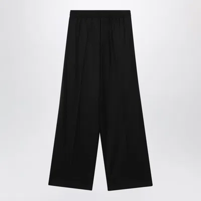 Balenciaga Palazzo Trousers With Elastic Waist In Wool In Black