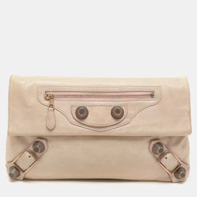 Pre-owned Balenciaga Pale Rose Leather Rggh Classic Envelope Clutch
