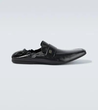 Balenciaga Palermo Leather Slippers Elasticated Back Sole In Black