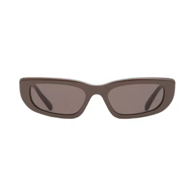 Pre-owned Balenciaga Palma Rectangle Bb0516s Eyewear 'taupe' | Women's Size Onesize In Tan