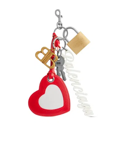 Balenciaga Paloma Color Keychain In Silver/red