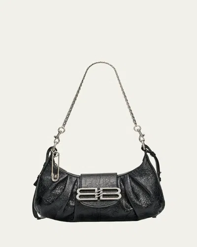Balenciaga Pamela Small Arena Leather Shoulder Bag In Black