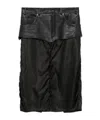 Balenciaga Leather-panel Midi Skirt In Black