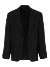 Balenciaga Black Twill And Denim Oversize Blazer In Black