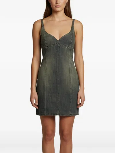 Pre-owned Balenciaga Panelled Denim Mini Dress In Gray