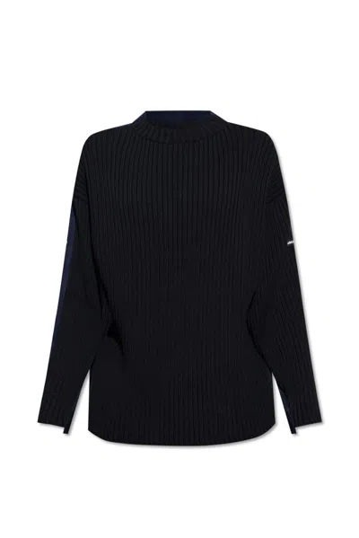 Balenciaga Panelled Knitted Jumper In Black