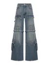 Balenciaga Blue Cargo Flared Jeans In Nude & Neutrals