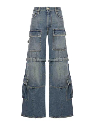 BALENCIAGA WOMEN`S FLARED CARGO PANTS IN BLUE