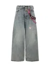 Balenciaga Wide-leg High Waist Jeans With Unique Accessory Chain In Blue