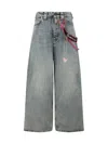 Balenciaga Wide-leg High Waist Jeans With Unique Accessory Chain In Blue