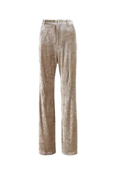 Balenciaga Velvet Wide-leg Trousers In Beige