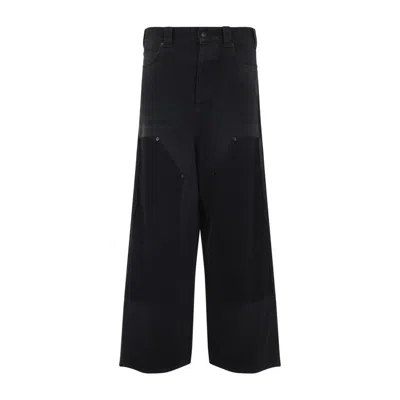 Balenciaga Baggy Ripped Off Denim Pants In Black