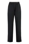 Balenciaga Black Pants With Elastic Drawstring And Side Band With Logo Lettering In Tech Fabric Man In Black