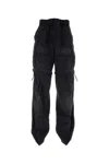 Balenciaga Stonewashed Cotton Cargo Pantaboots With Detachable Belt In Black