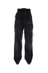 Balenciaga Stonewashed Cotton Cargo Pantaboots With Detachable Belt In Black
