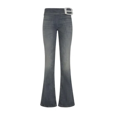 Balenciaga Buckle Design Flared Trousers In Blue