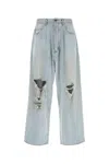 Balenciaga Relaxed Fit Wide Leg Trousers In Blue
