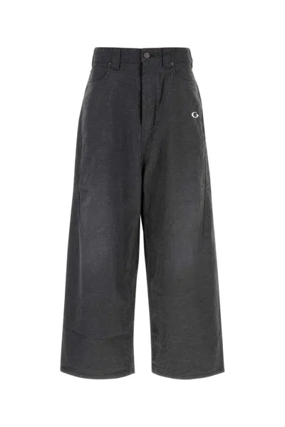 Balenciaga Trompe Loeil Denim Trousers In Gray