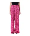 Balenciaga Silk Satin Pyjama Pants With Vibrant Pattern In Pink