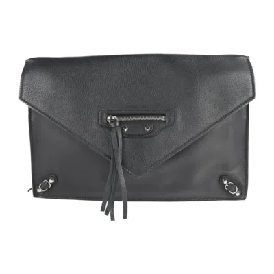 Pre-owned Balenciaga Paper Black Leather Clutch Bag ()
