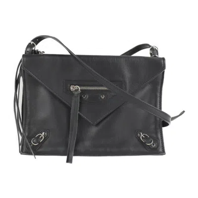 Pre-owned Balenciaga Paper Black Leather Handbag Shopping Bag Shoulder Bag ()