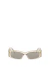 Balenciaga Rectangle-frame Sunglasses In Transp Almond/silver