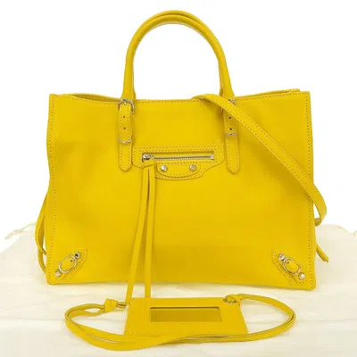 Pre-owned Balenciaga Paper Yellow Paper Handbag Shoulder Bag ()