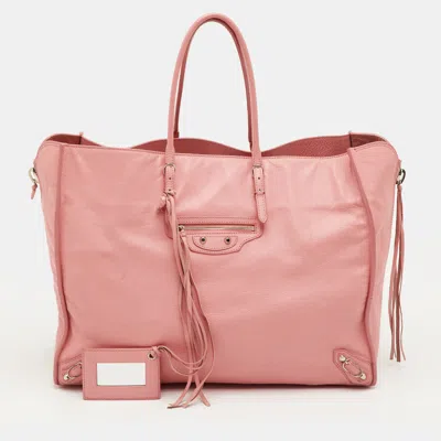 Pre-owned Balenciaga Papier A4 Pink Leather Tote
