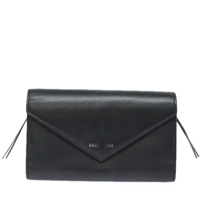 Pre-owned Balenciaga Papier Black Leather Wallet  ()