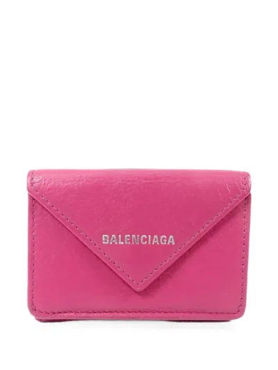 Pre-owned Balenciaga Papier Card Case In Pink