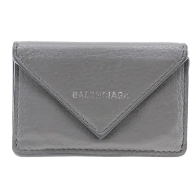 Pre-owned Balenciaga Papier Grey Pony-style Calfskin Wallet  ()