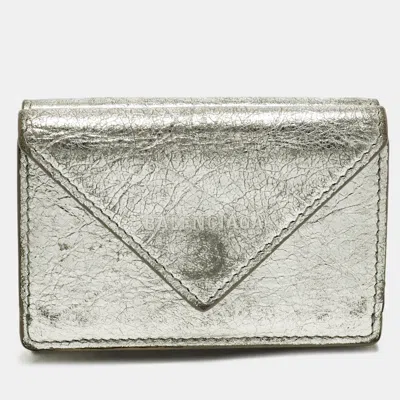 Pre-owned Balenciaga Papier Mini Silver Leather Wallet