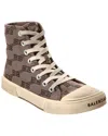 Balenciaga Paris Distressed Logo-embroidered Canvas High-top Sneakers In Grey